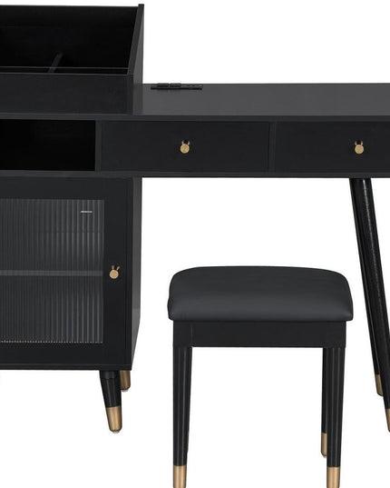 44" Black Wood Two Drawer Dresser