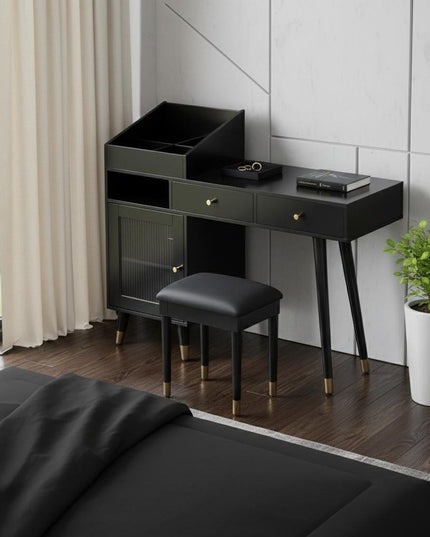 44" Black Wood Two Drawer Dresser