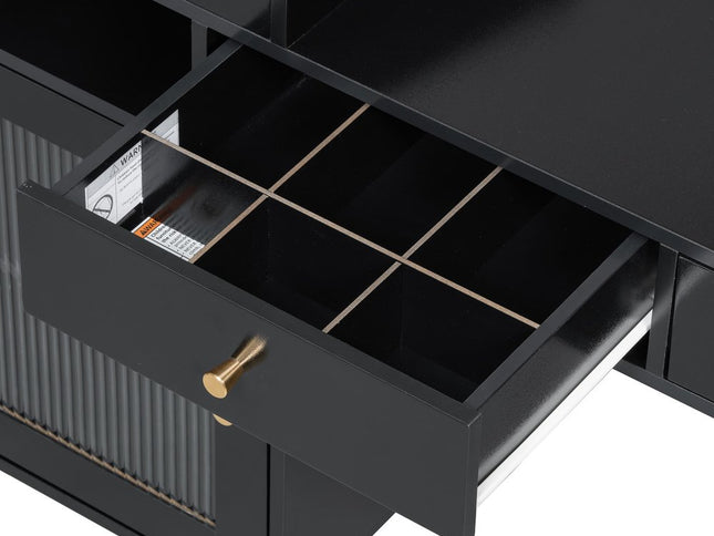 44" Black Wood Two Drawer Dresser