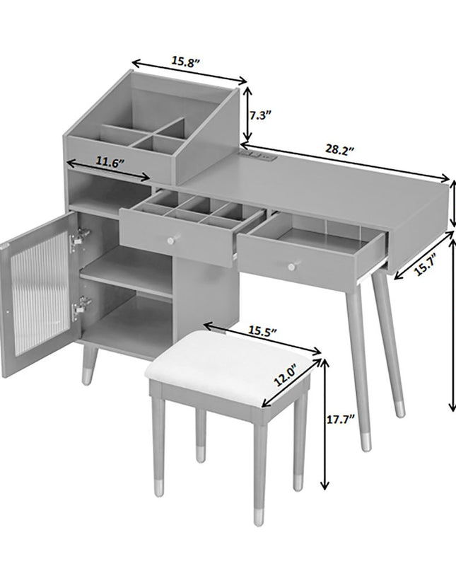 44" Black Wood Two Drawer Dresser
