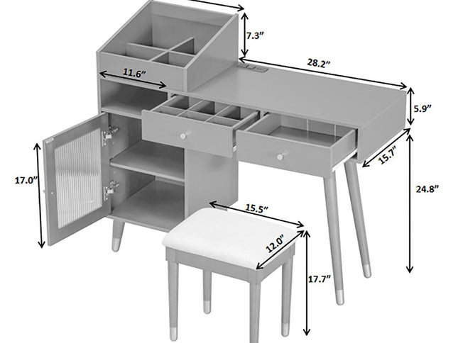 44" Black Wood Two Drawer Dresser
