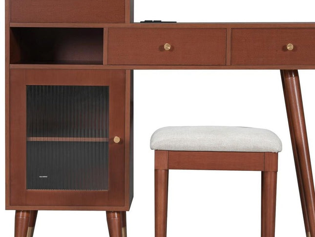 44" Walnut Wood Two Drawer Dresser