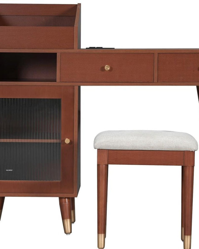 44" Brown Wood Two Drawer Dresser