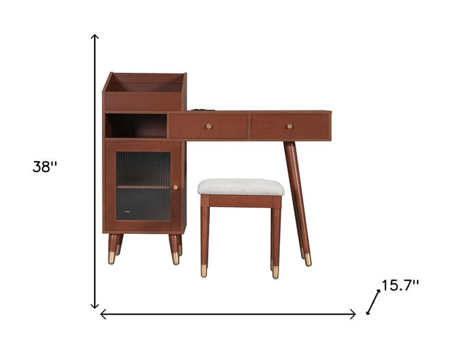 44" Brown Wood Two Drawer Dresser