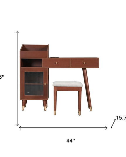 44" Brown Wood Two Drawer Dresser