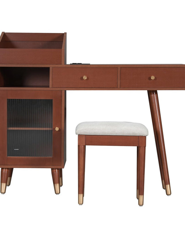 44" Brown Wood Two Drawer Dresser