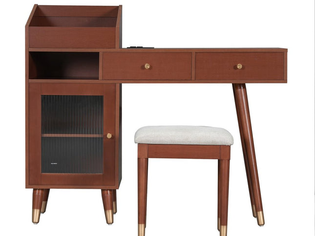 44" Brown Wood Two Drawer Dresser