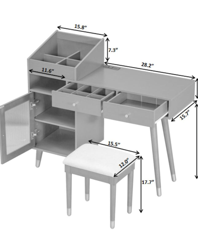 44" Brown Wood Two Drawer Dresser