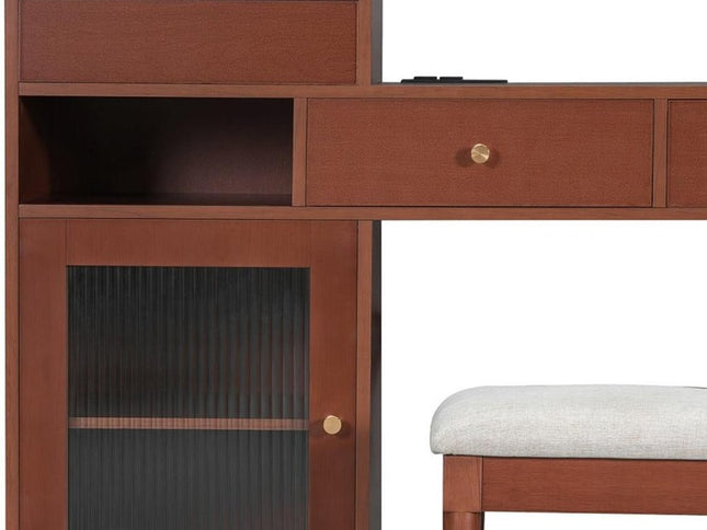 44" Brown Wood Two Drawer Dresser