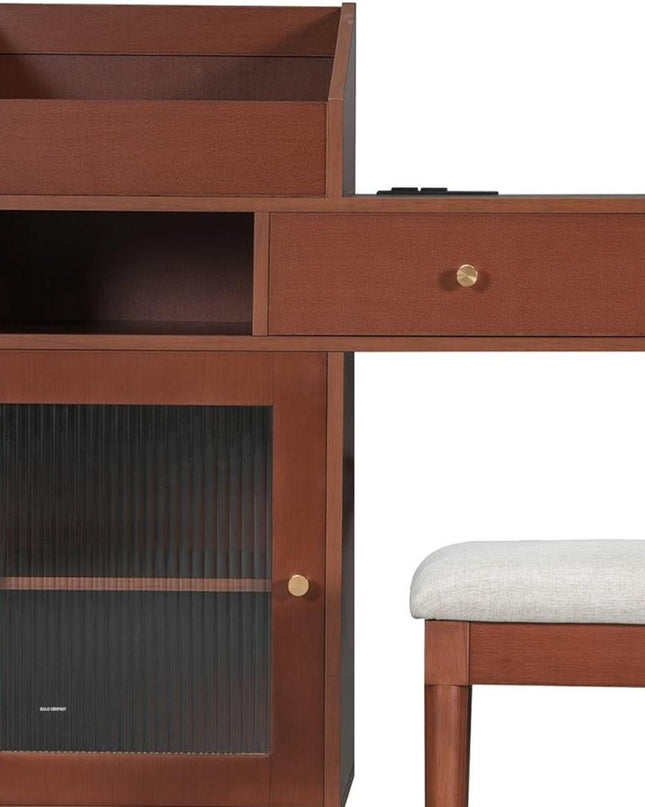 44" Brown Wood Two Drawer Dresser