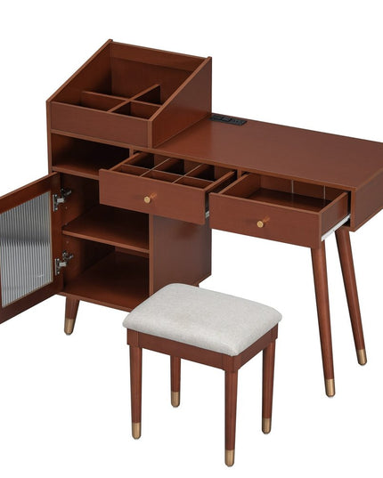 44" Brown Wood Two Drawer Dresser