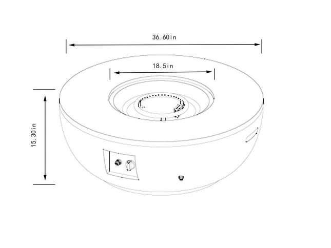 50000 BTU 36" Gray Steel Propane Round Fire Pit Table With Cover