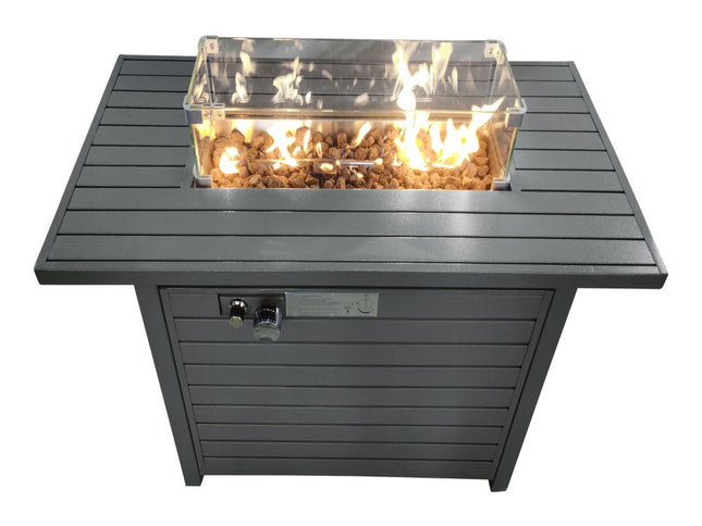 50000 BTU 42" Black Steel Propane Rectangular Fire Pit Table With Cover