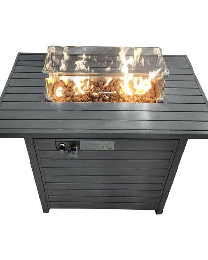 50000 BTU 42" Black Steel Propane Rectangular Fire Pit Table With Cover