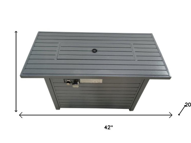 50000 BTU 42" Black Steel Propane Rectangular Fire Pit Table With Cover