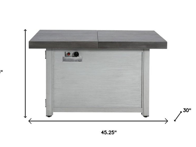 50000 BTU 45" Gray Aluminum Propane Rectangular Fire Pit With Cover