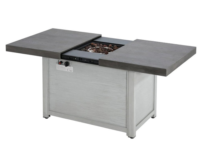 50000 BTU 45" Gray Aluminum Propane Rectangular Fire Pit Table With Cover