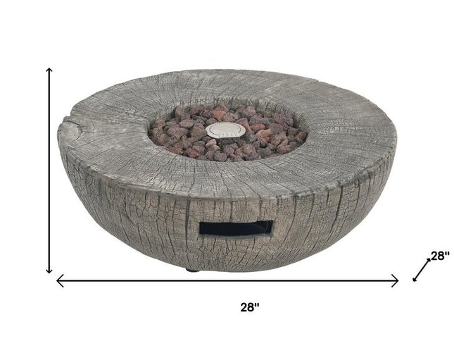 30000 BTU 28" Light Gray Magnesium Oxide Propane Round Fire Pit Table With Cover