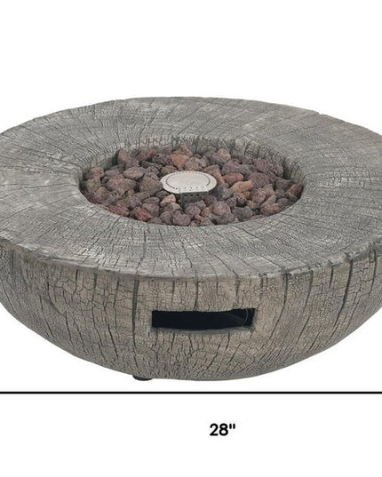 30000 BTU 28" Light Gray Magnesium Oxide Propane Round Fire Pit Table With Cover