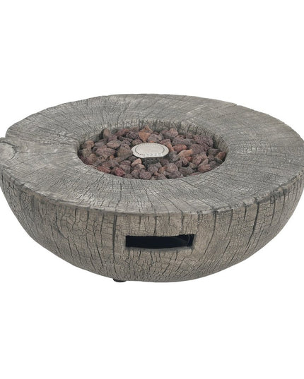 30000 BTU 28" Light Gray Magnesium Oxide Propane Round Fire Pit Table With Cover
