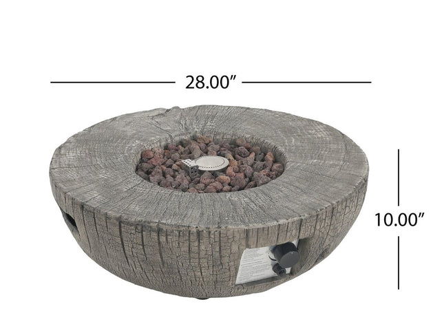 30000 BTU 28" Light Gray Magnesium Oxide Propane Round Fire Pit Table With Cover