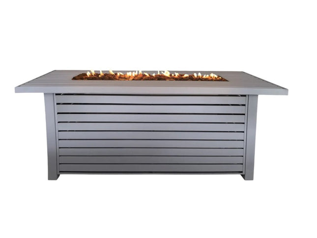50000 BTU 42" Gray Steel Propane Rectangular Fire Pit Table With Cover