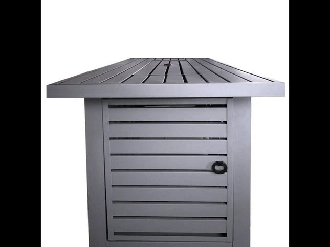 50000 BTU 42" Gray Steel Propane Rectangular Fire Pit Table With Cover