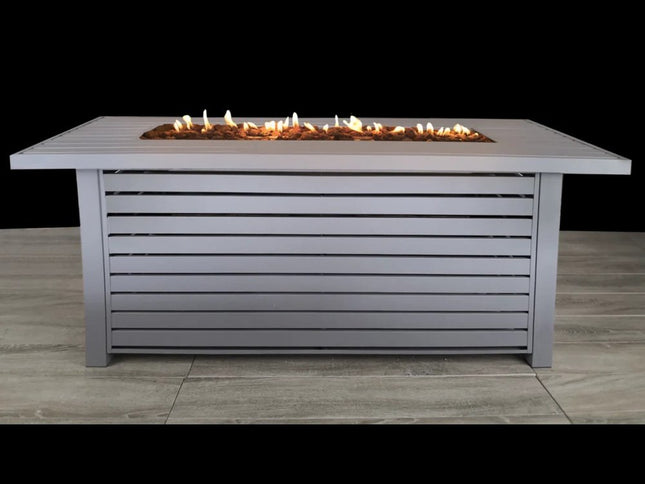 50000 BTU 42" Gray Steel Propane Rectangular Fire Pit Table With Cover