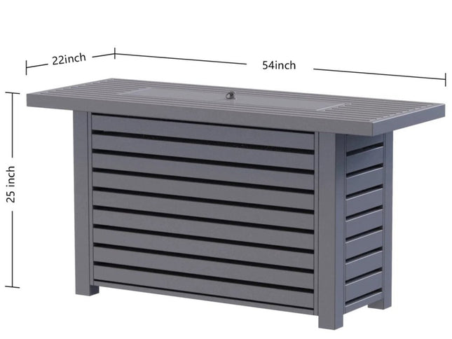 50000 BTU 42" Gray Steel Propane Rectangular Fire Pit Table With Cover