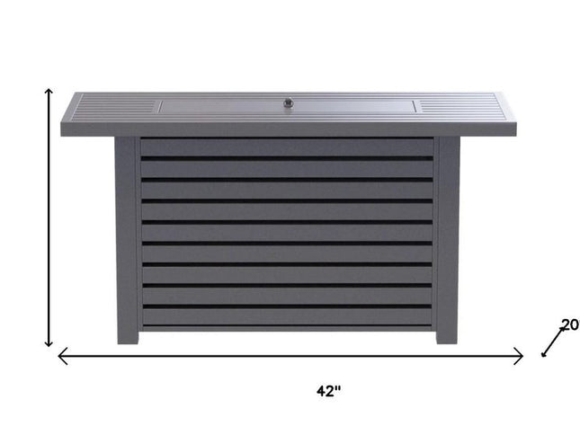 50000 BTU 42" Gray Steel Propane Rectangular Fire Pit Table With Cover