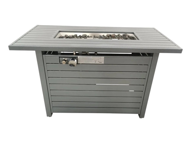 50000 BTU 42" Gray Steel Propane Rectangular Fire Pit Table With Cover