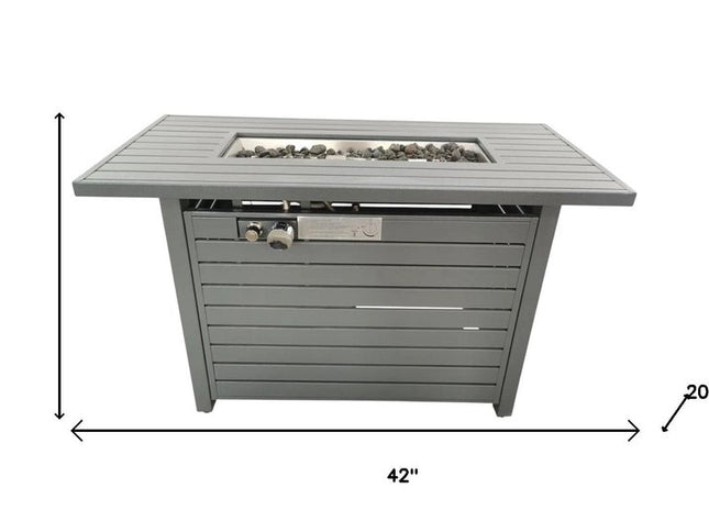 50000 BTU 42" Gray Steel Propane Rectangular Fire Pit Table With Cover