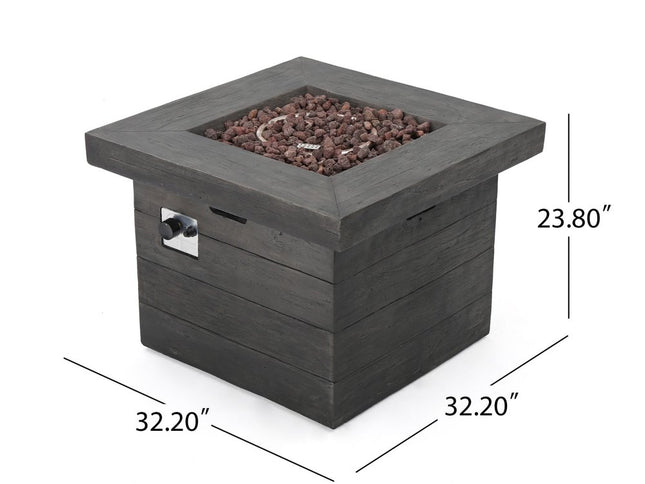 40000 BTU 32" Gray Steel Propane Rectangular Fire Pit With Cover