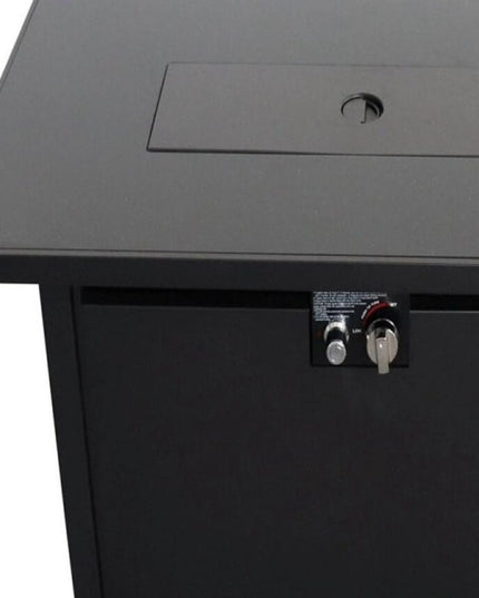 40000 BTU 42" Black Steel Propane Rectangular Fire Pit Table With Cover