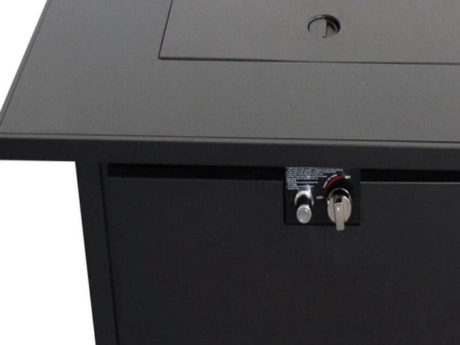 40000 BTU 42" Black Steel Propane Rectangular Fire Pit With Cover