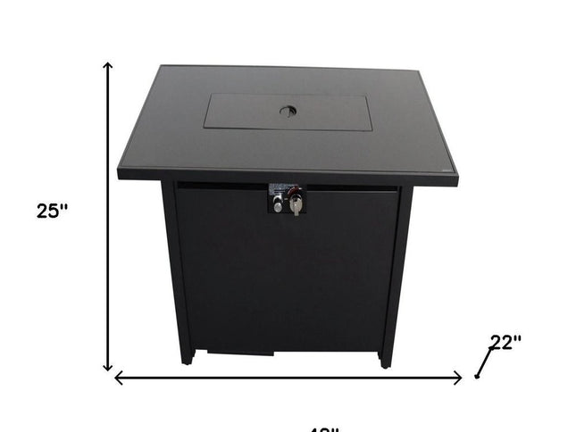 40000 BTU 42" Black Steel Propane Rectangular Fire Pit Table With Cover