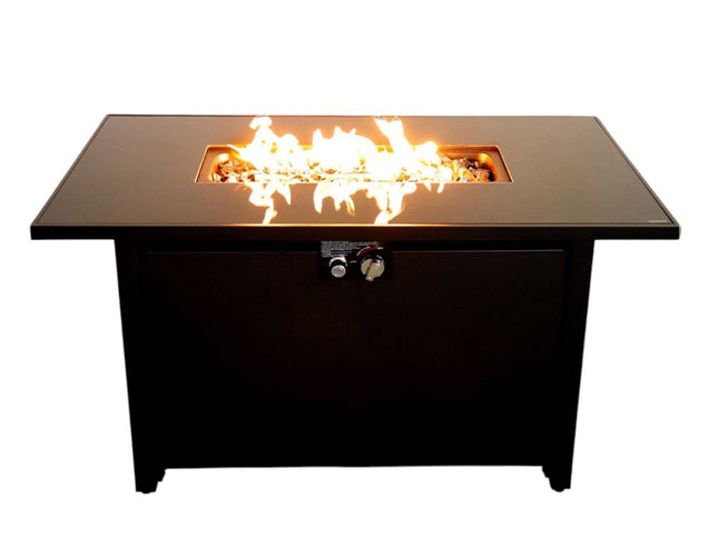 40000 BTU 42" Black Steel Propane Rectangular Fire Pit With Cover