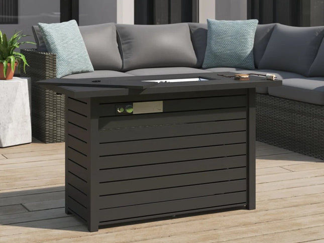 40000 BTU 42" Black Steel Propane Rectangular Fire Pit With Cover