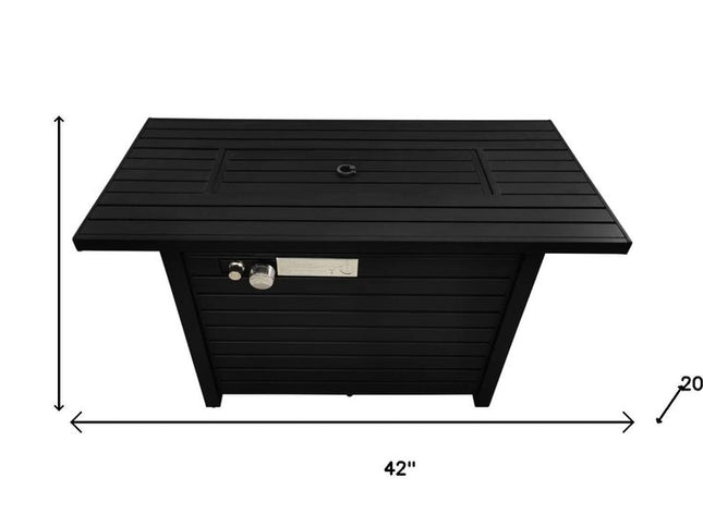 40000 BTU 42" Black Steel Propane Rectangular Fire Pit With Cover
