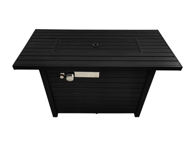 40000 BTU 42" Black Steel Propane Rectangular Fire Pit Table With Cover