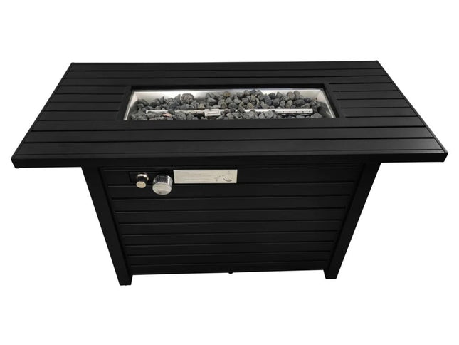 40000 BTU 42" Black Steel Propane Rectangular Fire Pit Table With Cover