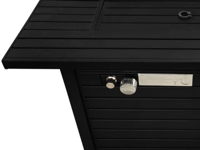 40000 BTU 42" Black Steel Propane Rectangular Fire Pit With Cover