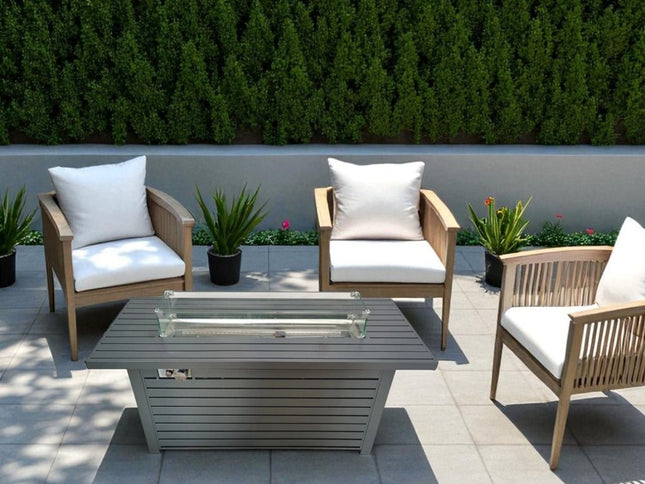 50000 BTU 42" Gray Steel Propane Rectangular Fire Pit Table With Cover