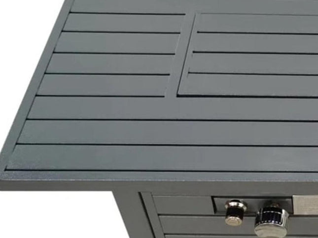50000 BTU 42" Gray Steel Propane Rectangular Fire Pit With Cover