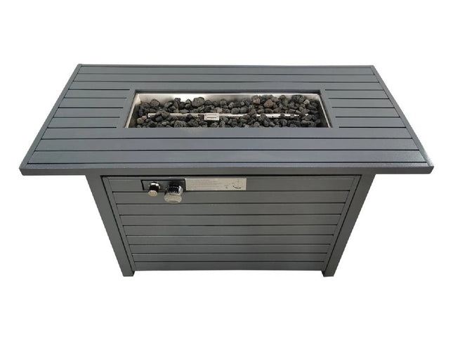 50000 BTU 42" Gray Steel Propane Rectangular Fire Pit Table With Cover