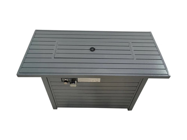 50000 BTU 42" Gray Steel Propane Rectangular Fire Pit Table With Cover