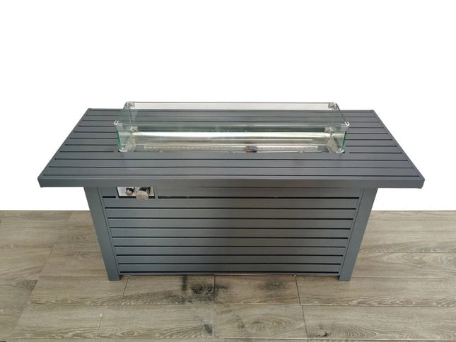 50000 BTU 42" Gray Steel Propane Rectangular Fire Pit With Cover