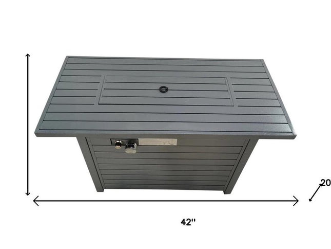 50000 BTU 42" Gray Steel Propane Rectangular Fire Pit Table With Cover