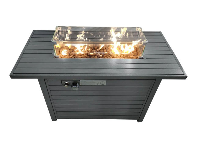 50000 BTU 42" Gray Steel Propane Rectangular Fire Pit With Cover