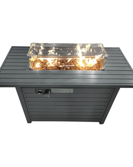50000 BTU 42" Gray Steel Propane Rectangular Fire Pit Table With Cover